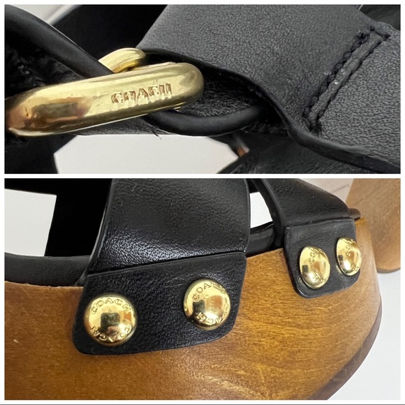 ✖️SOLD✖️•COACH• Black Leather Adessa Platform Sandals - Picture 10 of 13